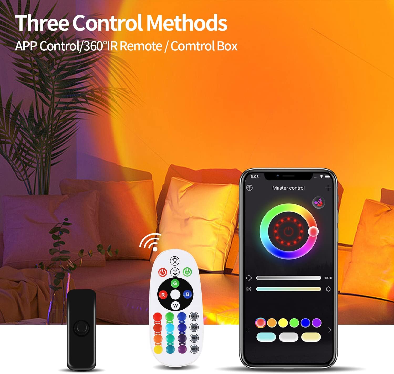 ENESEAS [Upgraded] Smart 16 Colors LED Sunset Projection Lamp APP and Remote Control(Include USB Charger) 360 Degree Rotation Sunlight Lamp Photography/Party/Home…