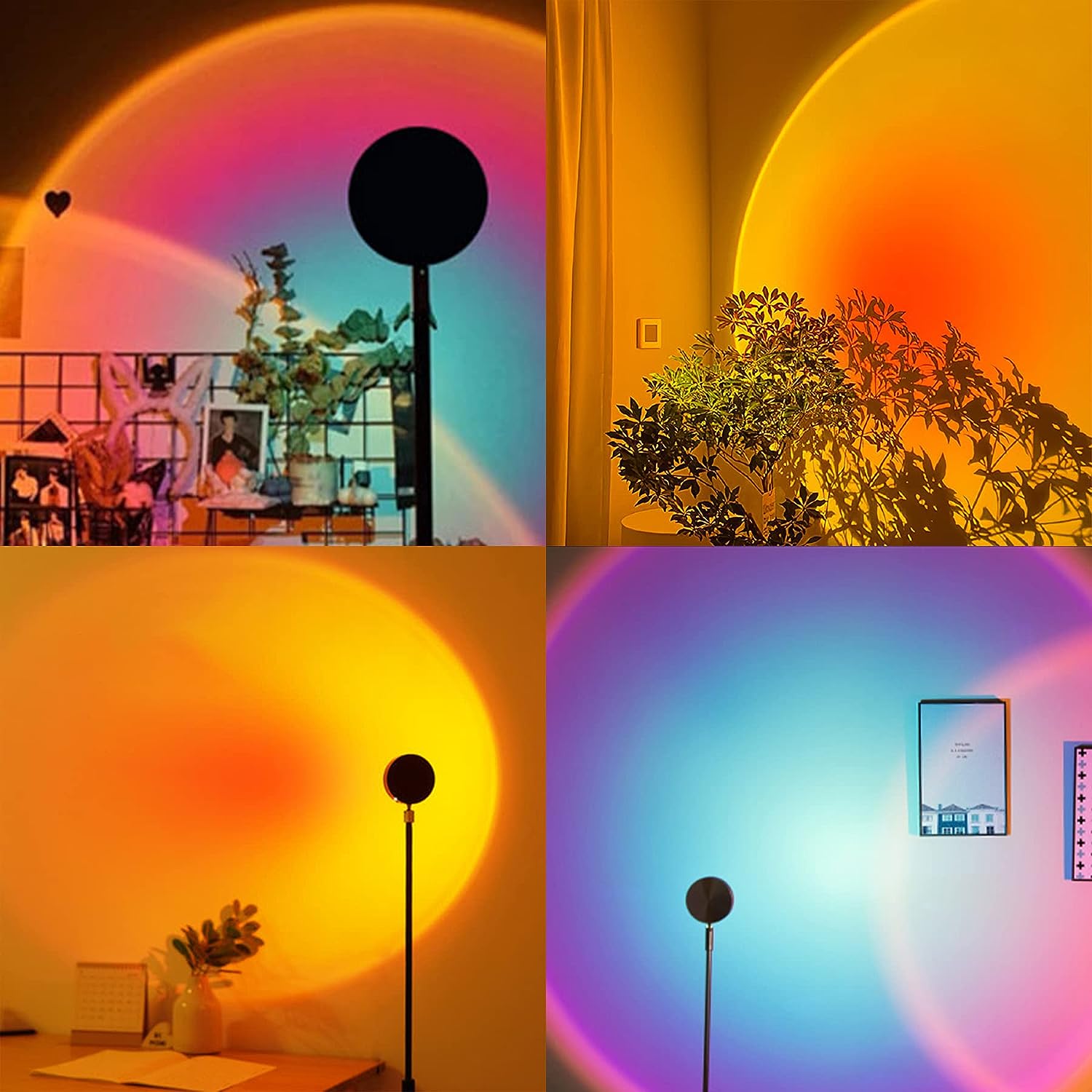 Exnemav Sunset Lamp Night Light - 16 Colors  4 Modes Sunset Projection Lamp with Remote, Color Changing Rainbow Sunlight Lamp, Romantic Visual Led Light Projector for Photography Room Decor