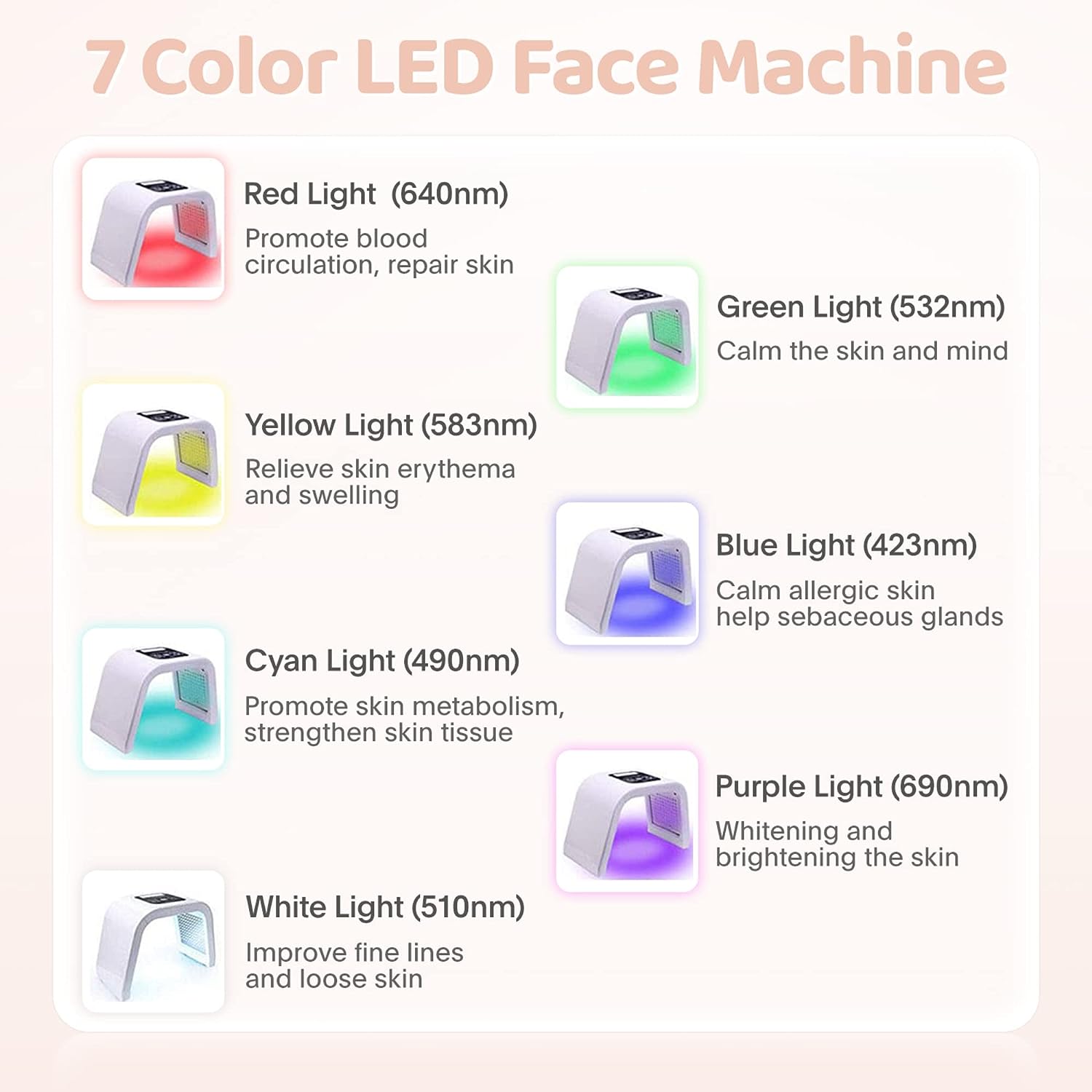 FXXXCUWUU Led-Light-Therapy Red Light Therapy for Face 7 in 1 Colors LED Facial Skin Care Tool 7 Color Photon Blue  Red Light Mask Facial Neck Body Hand Skincare Beauty LED Face Equipment