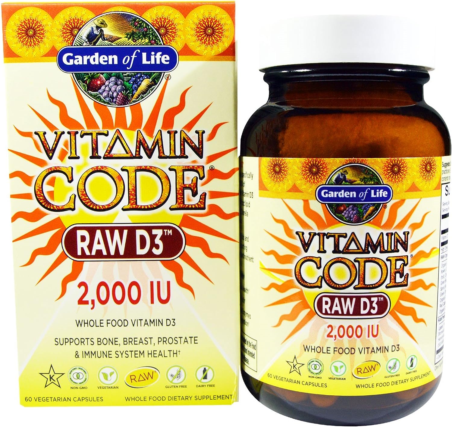 Garden of Life, Vitamin Code, Raw D3, 2,000 IU, 60 Vegetarian Capsules
