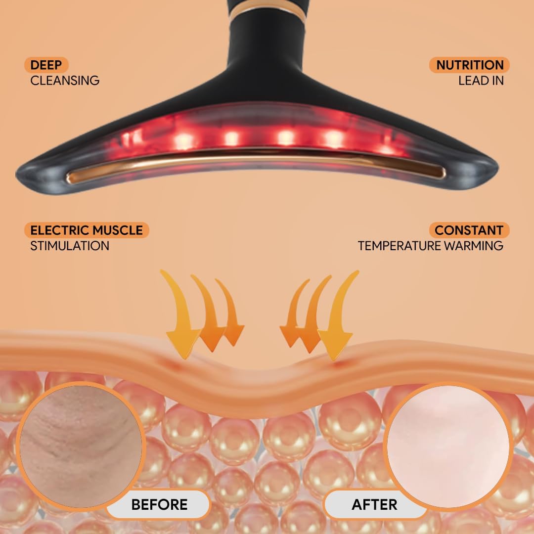 GLO24K Red Light Skin Rejuvenation Beauty Device for Face and Neck. Based on Triple Action LED, Thermal, and Vibration Technologies. Lifts and Tightens Sagging Skin for a Radiant Appearance.