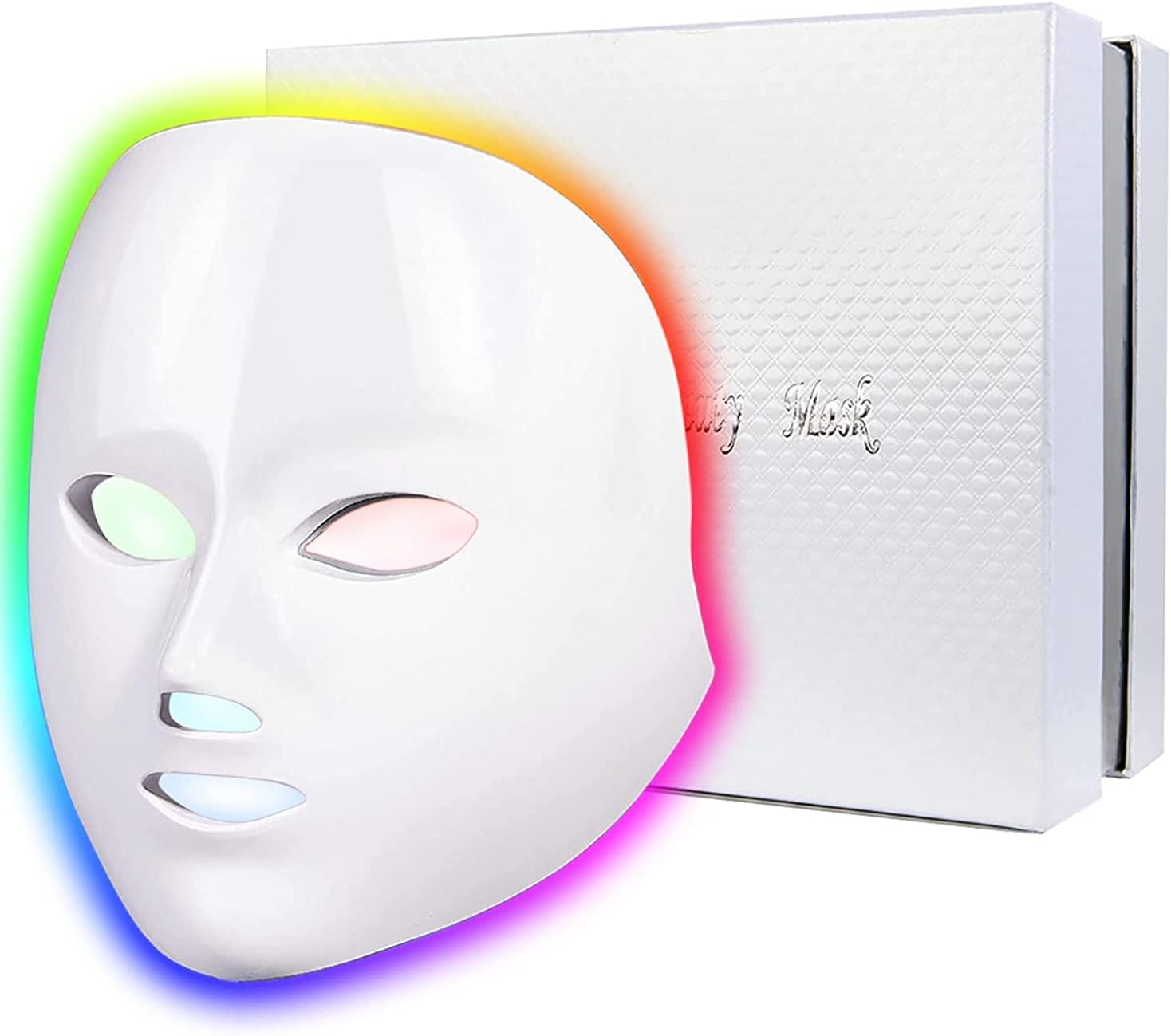 HOCBDLLLA Red-Light-Therapy-for-Face, Led Face Mask Light Therapy 7 Colors LED Facial Mask at Home Skin Rejuvenation Facial Skin Care Mask