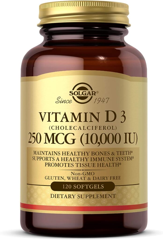 Solgar Vitamin D3 (Cholecalciferol) 250 MCG (10,000 IU), 120 Softgels - Helps Maintain Healthy Bones  Teeth - Immune System Support - Non GMO, Gluten/ Dairy Free - 120 Servings