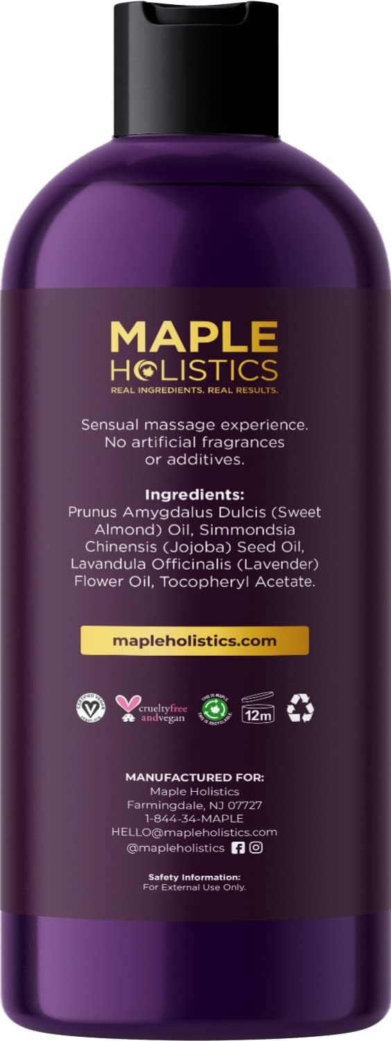 Aromatherapy Sensual Massage Oil for Couples - Relaxing Full Body Massage Oil for Date Night with Sweet Almond Oil - Vegan Lavender Massage Oil for Massage Therapy Smooth Gliding Formula 8 Fl Oz