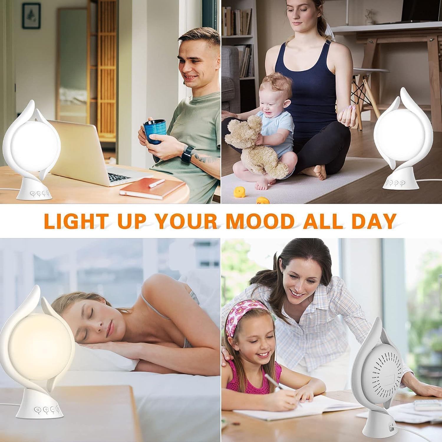 Voraiya® Light Therapy Lamp 10000 Lux, UV-Free Therapy Light with 5 Brightness 3 Color Temperature, 4 Timer Memory Function, Full Spectrum, Bright Seasonal Sun Light Lam for Bedroom, Office